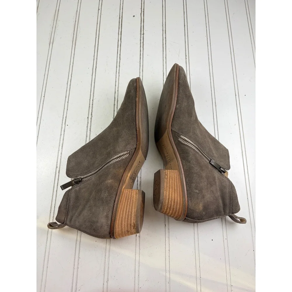 Paul Green Brown Suede Ankle Booties Side Zip Low Heel Women's Size 7